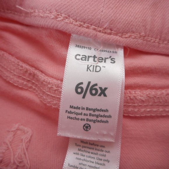 Carter's Girls Jeans Size 6 / 6X Pink Pull on Elastic Waist Sequin Stars - Picture 3 of 5